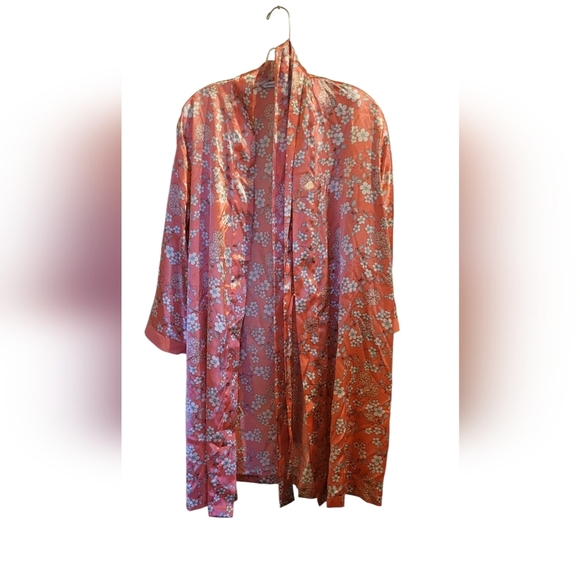 Adonna Pink Floral Silky Belted Robe Size L - Picture 1 of 4